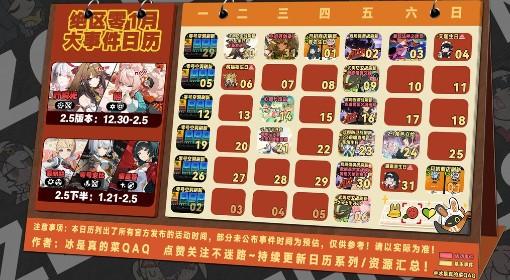 绝区零 1月大事件日历一图流