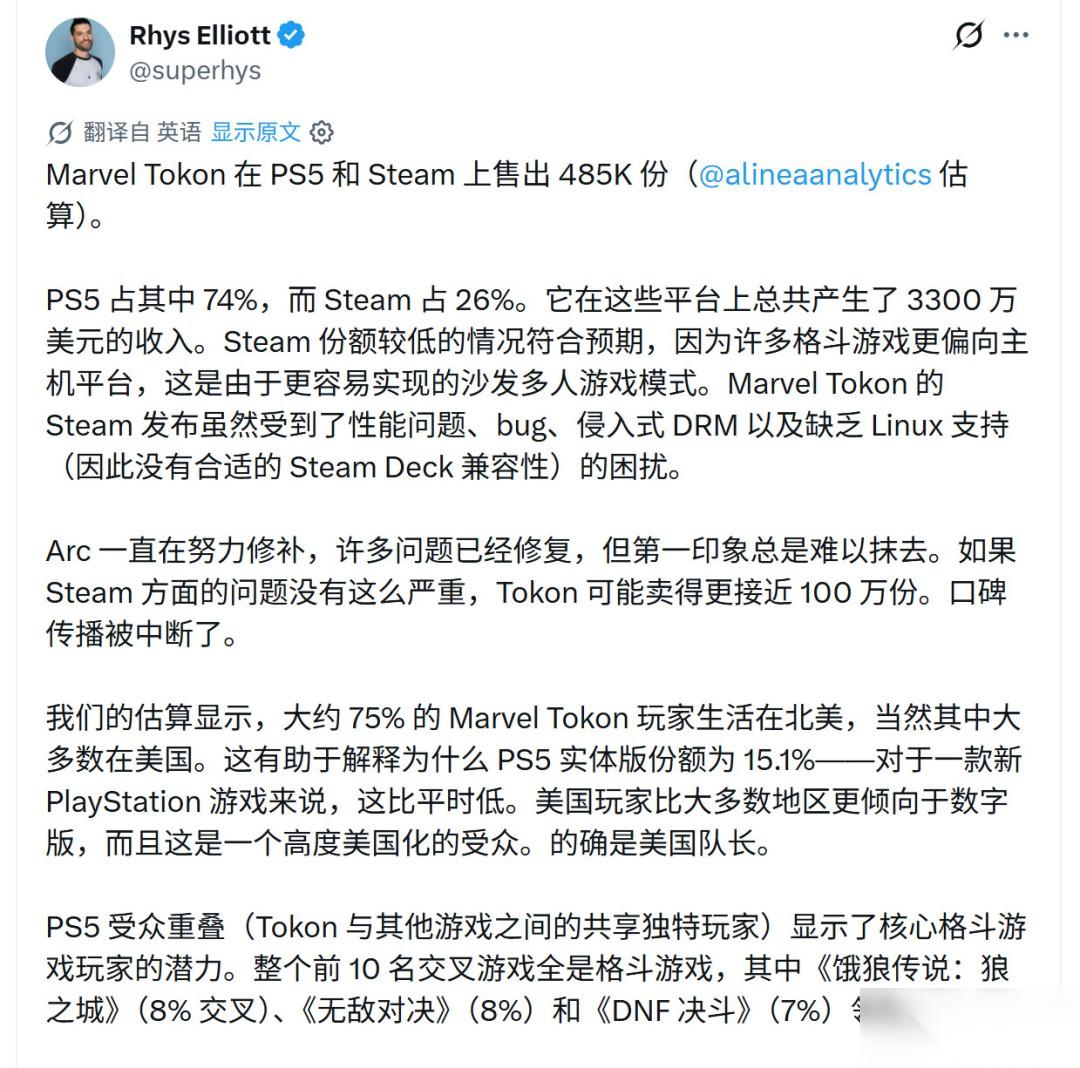 漫威斗魂 首周销量不足50万 74%为PS5版